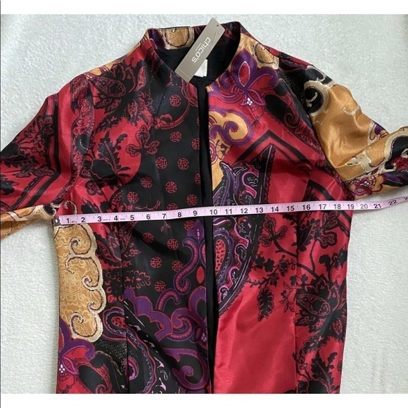 Chico's Colorful Lightweight Open 3/4 Sleeve Blazer Jacket Sz 0 (US S or 4) - Picture 8 of 9